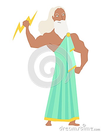 Zeus greek god, cartoon character man standing Vector Illustration