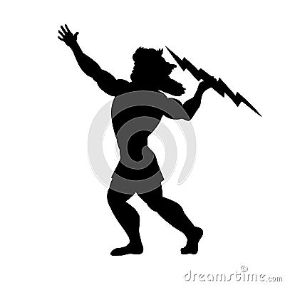 Zeus Jupiter god silhouette ancient mythology fantasy. Vector Illustration