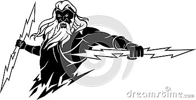 Zeus Lightning Bolt, half length Vector Illustration
