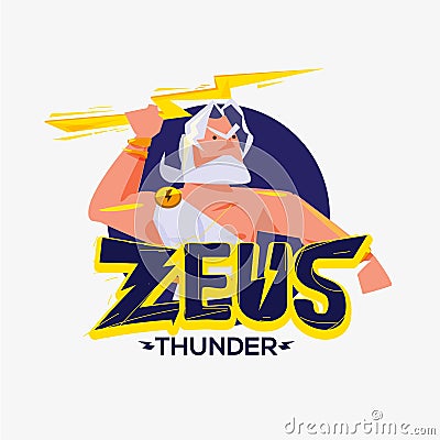 Zeus logo. character design of Zeus - vector Cartoon Illustration