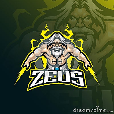 Zeus mascot logo design with modern illustration concept style for badge, emblem and tshirt printing. angry zeus illustration for Vector Illustration