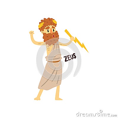 Zeus supreme Olympian Greek God, ancient Greece mythology character character vector Illustration on a white background Vector Illustration
