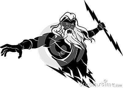 Zeus Wrath, Greek god of Lightning Vector Illustration