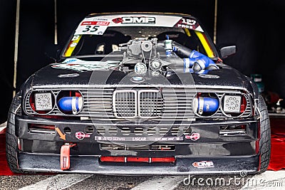 Drifting car front, engine closeup Editorial Stock Photo