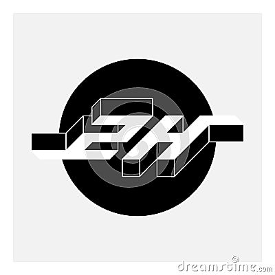 ZH or 2H - monogram or logotype. Volume alphabet. Three-dimension letters Z and H. Isometric 3d font for design. Vector Vector Illustration