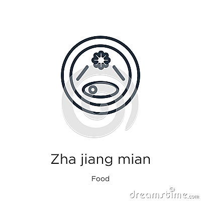 Zha jiang mian icon. Thin linear zha jiang mian outline icon isolated on white background from food collection. Line vector zha Vector Illustration