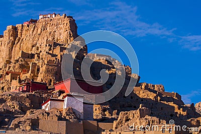 Zhada Soil Forest and Ruins of Guge Kingdom Stock Photo