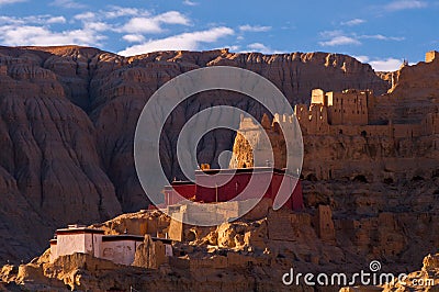 Zhada Soil Forest and Ruins of Guge Kingdom Stock Photo