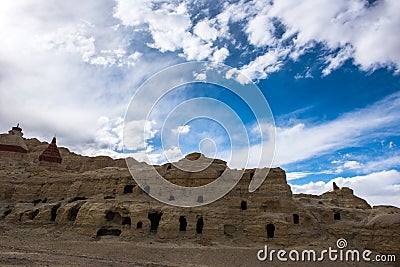 Zhada Soil Forest and Ruins of Guge Kingdom Stock Photo