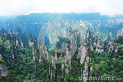 Zhangjiajie natural scenery in China, mountains, trees, cloud Stock Photo