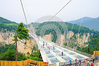 Zhangjiajie's National Forest Park The Grand Canyon of Zhangjiajie skywalk Glass-bottom Bridge Editorial Stock Photo