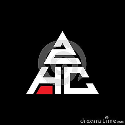 ZHC triangle letter logo design with triangle shape. ZHC triangle logo design monogram. ZHC triangle vector logo template with red Vector Illustration