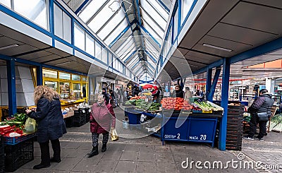 Women`s market in the center of Sofia, the capital of Bulgaria. Editorial Stock Photo