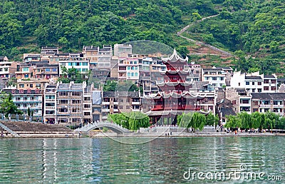 Zhenyuan Ancient Town on Wuyang river in Guizhou Province, China Stock Photo