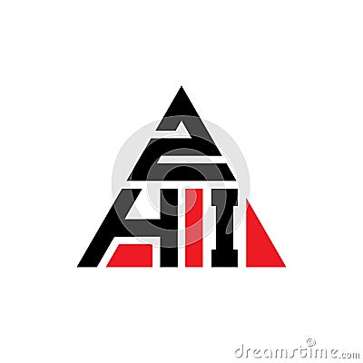ZHI triangle letter logo design with triangle shape. ZHI triangle logo design monogram. ZHI triangle vector logo template with red Vector Illustration