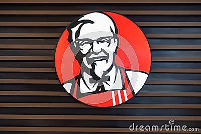 ZHONGSHAN China-March 30 2021:Kentucky Fried Chicken logo in a shopping mall Editorial Stock Photo