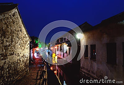 Zhouzhuang suzhou ancient water town at night Stock Photo