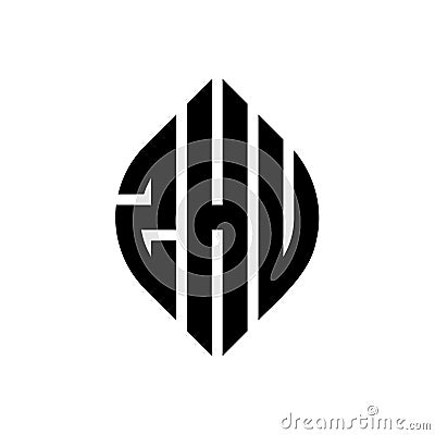 ZHU circle letter logo design with circle and ellipse shape. ZHU ellipse letters with typographic style. The three initials form a Vector Illustration