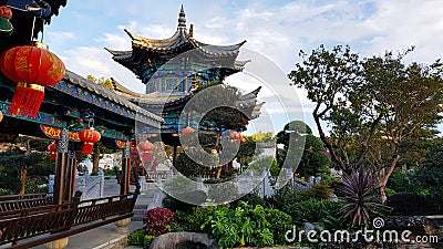 Zhu`s Family Garden in the typical Chinese noble residence of the Zhu`s Family, Jianshui, Yunnan, China Editorial Stock Photo