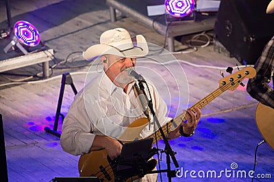 Zhytomyr, Ukraine - September 29, 2017: men in cowboy hats on stage Editorial Stock Photo