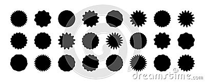 Zig zag Wavy Edge Circle Shapes Set. Vector Jagged Geometric Round Forms. Wiggly Frame Vector Illustration