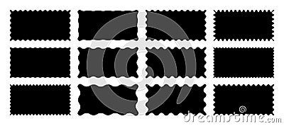 Zig zag Wavy Edge Rectangle Shapes Set. Vector Jagged Geometric Rectangular. Abstract Elements Vector Illustration