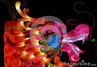 The Zigong Lantern Festival in Zigong, Sichuan, China. Colorful dragon lantern. Stock Photo