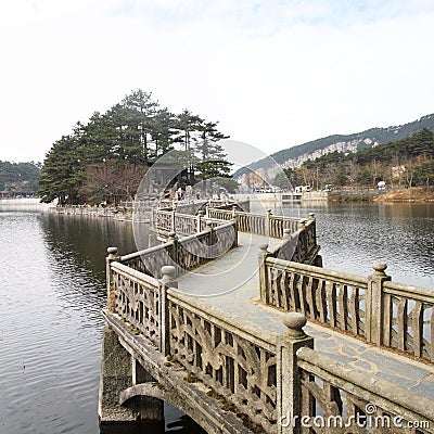 Zigzag bridge Stock Photo