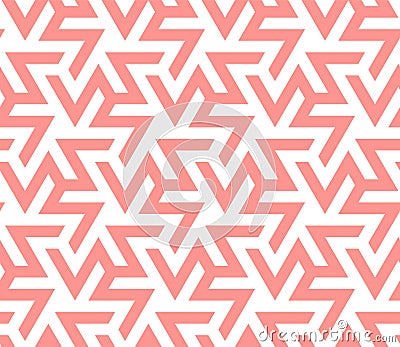 Zigzag, crankle coral color seamless geometric pattern. Vector repeating pattern for fabric design, cloth, textile Vector Illustration