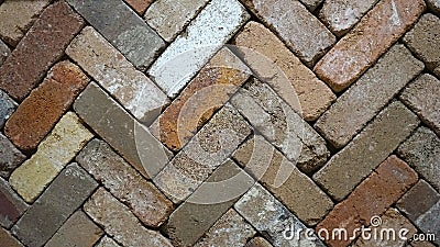 Zigzag diagonal lines of rustic color palette brick slabs Stock Photo