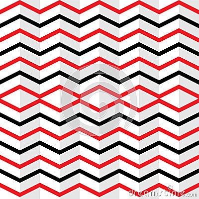 Vector Interlacing Red and Black Zigzag Stripes Texture in White Background Stock Photo