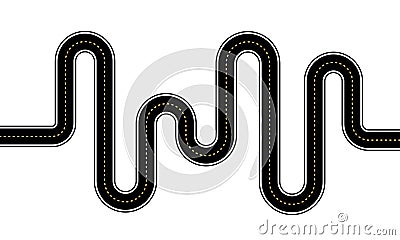 Zigzag road. Graphic design of vector illustration. Cartoon Illustration