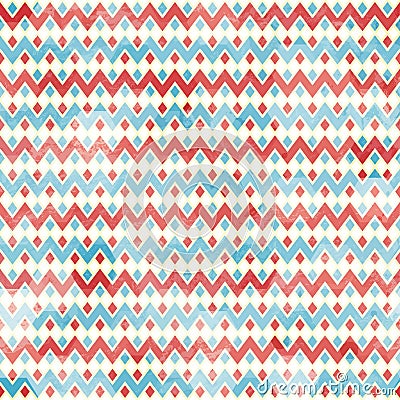 Zigzag seamless pattern with grunge effect Vector Illustration