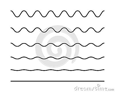 Zigzag seamless wave lines set. Wavy wiggly black horizontal line with edge. Frame underlines stroke. Vector Vector Illustration