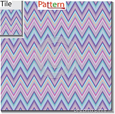 Zigzag and stripe line tile with sample pattern. Vector illustration for tribal design with abstract colors. For Vector Illustration