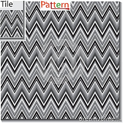 Zigzag and stripe line tile with sample pattern. Vector illustration for tribal design with abstract colors. For Vector Illustration