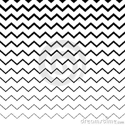 Zigzag, wavy irregular lines pattern. Horizontally repeatable. G Vector Illustration