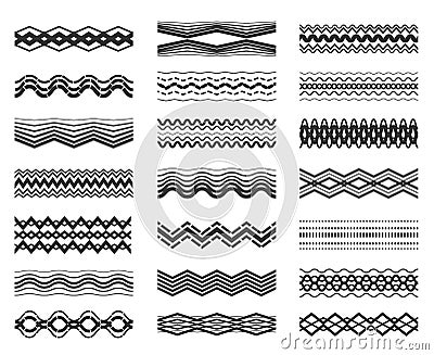 Zigzag and wavy line pattern set Vector Illustration