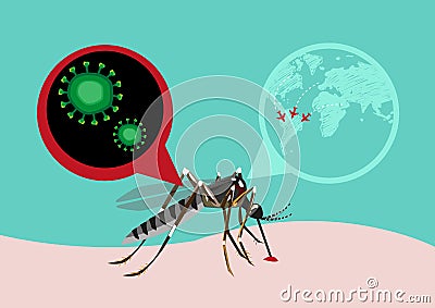 Zika Fever Virus Outbreak and Travel Alert concept. Editable Clip art. Vector Illustration