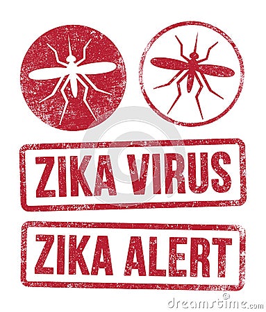 Zika virus stamps Cartoon Illustration