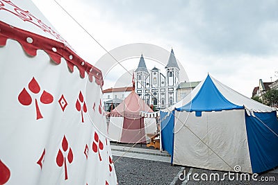 Zilina, Slovak RepubliÑ, Slovakia - July 28, 2023: Medieval tentson the Zilina main square during traditional annual medieval Editorial Stock Photo