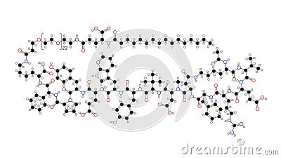 zilucoplan molecule, structural chemical formula, ball-and-stick model, isolated image complement inhibitor Stock Photo