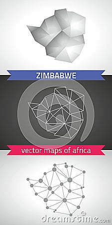 Zimbabwe collection of vector design modern maps, gray and black and silver dot contour mosaic 3d map Vector Illustration