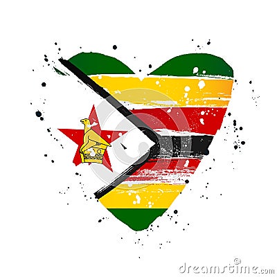 Zimbabwe flag in the form of a big heart Vector Illustration