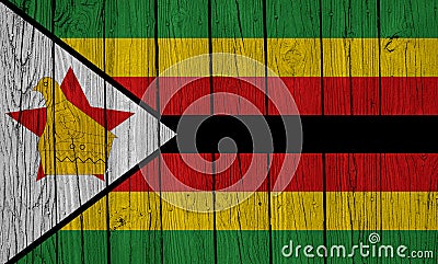 Zimbabwe Flag Over Wood Planks Stock Photo