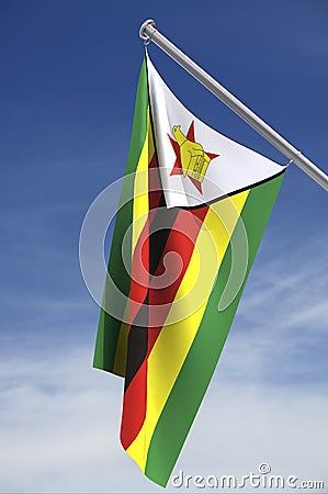 Zimbabwe flag and sky Stock Photo