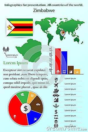 Zimbabwe. Infographics for presentation. All countries of the world Stock Photo