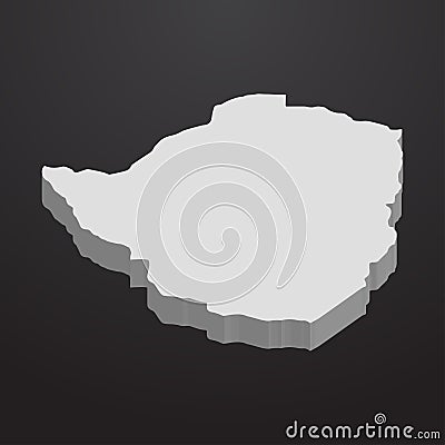 Zimbabwe map in gray on a black background 3d Stock Photo