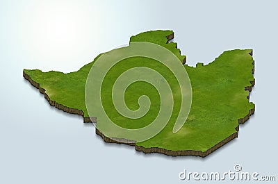 Zimbabwe map is green on a blue 3d background Stock Photo