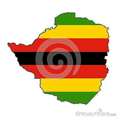 Zimbabwe Map Outline With Flag Colors Vector Illustration